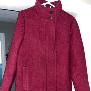 Button neck wool stadium coat J. Crew sz 12 Burgundy NWOT